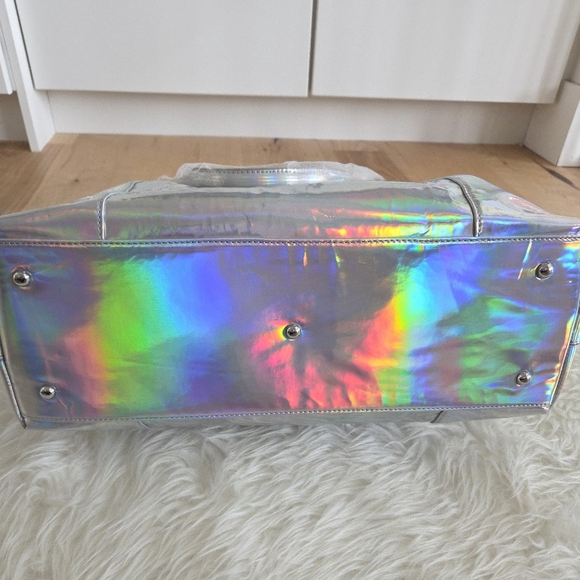 NWT Current Mood x Dolls Kill Holographic Prism Weekender Duffle Tote Bag - Picture 8 of 13